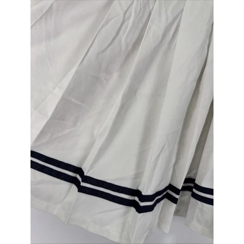 Polo Ralph Lauren White Stretch High-Waisted Pleated Skort Size L with Stain